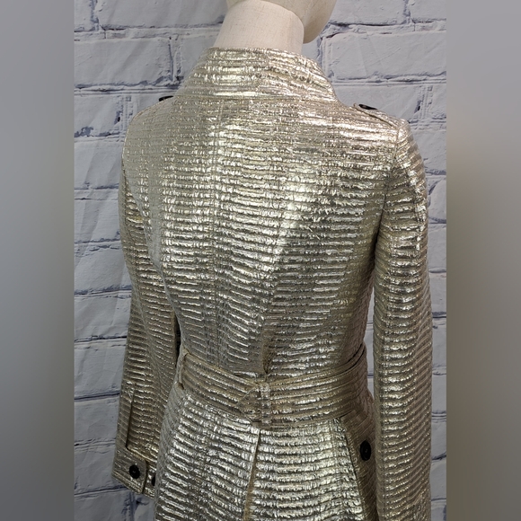 Burberry Prorsum Women's Trench Coat Jacket Gold Metallic  Italy XS 0 US 36 IT - Picture 10 of 16